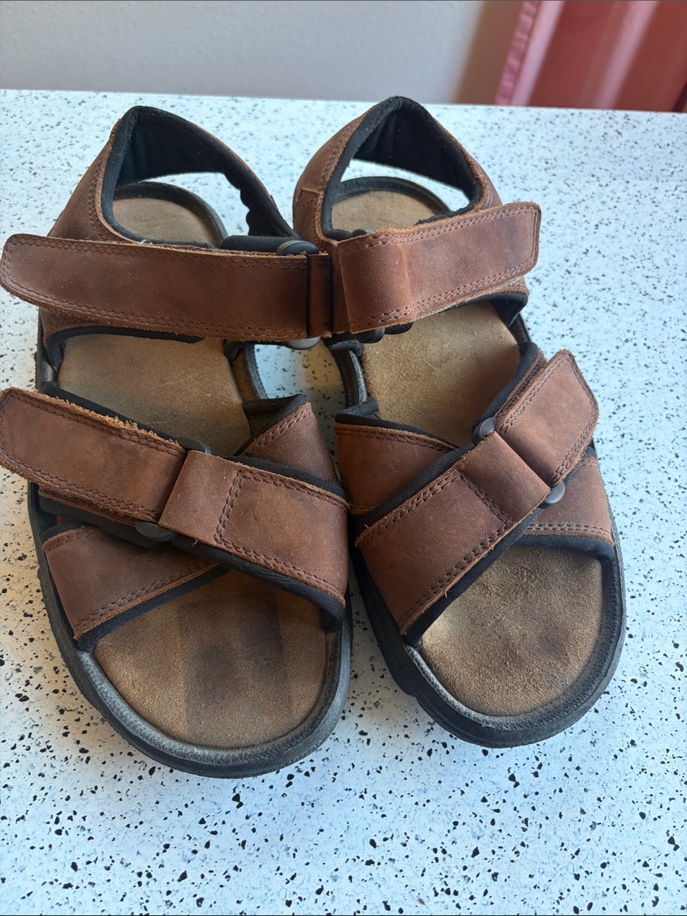 Men’s Brunello Brown Leather Adjustable Strap Leather Sandals size 9